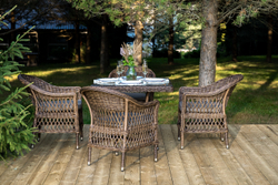 "Сицилия" обеденная группа плетеная, цвет коричневый
