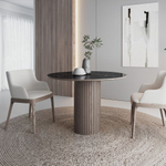 Стол круглый Denver 120, керамика глянцевая / опора дерево