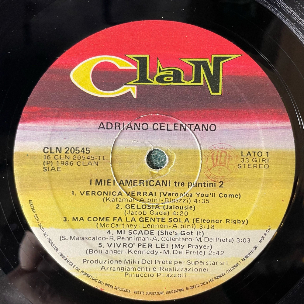 Винтажная виниловая пластинка LP Adriano Celentano Адриано Челентано, I Miei Americani (Tre Puntini) 2 (Италия 1986) Veronica Verrai