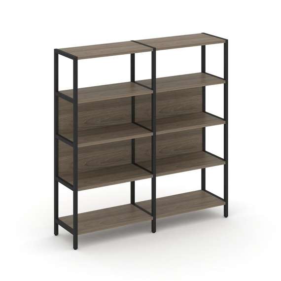 Shelf System Двухсекционный стеллаж четырехярусный SN.STM-421 Вяз Благородный/Металл Черный 1590*400