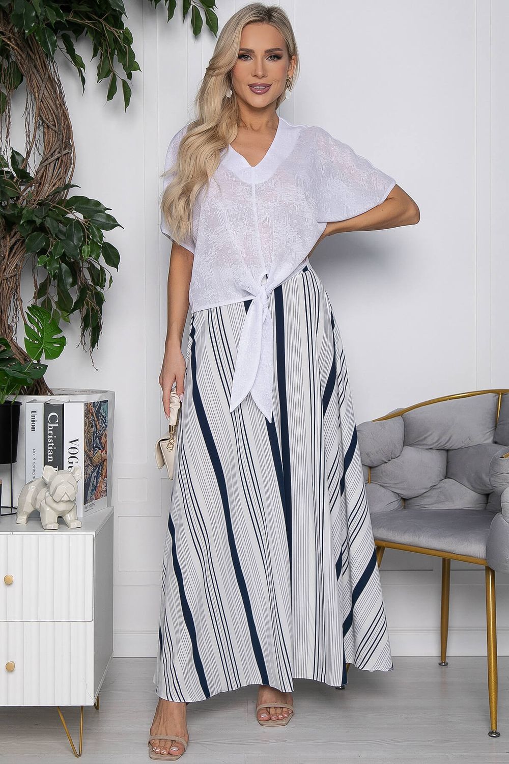 Брюки Камелия (белые/полоска) Б10524 LT Collection