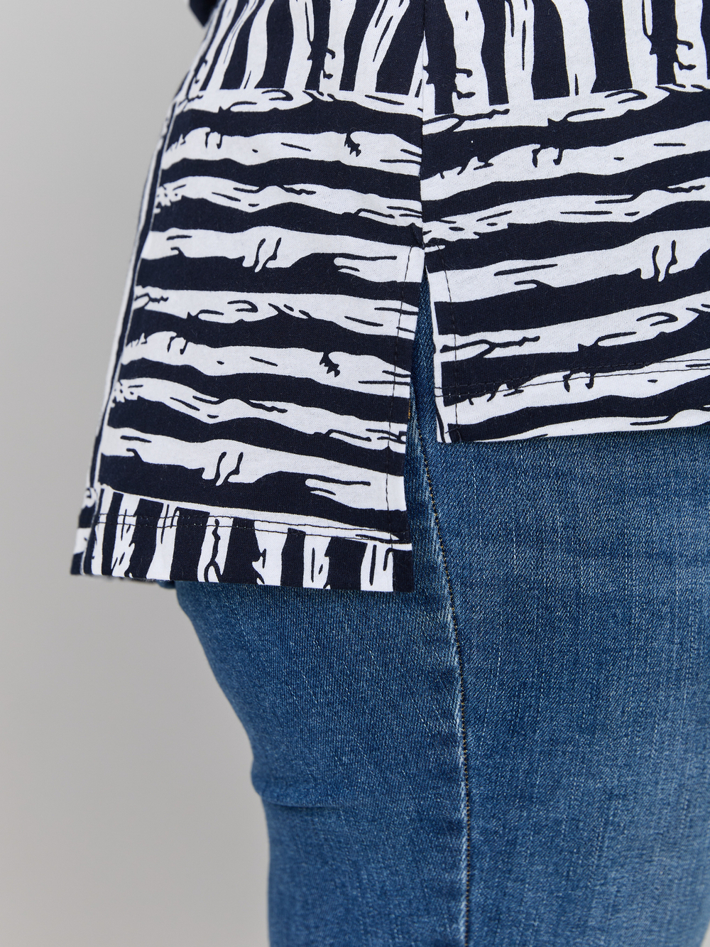 Блузка БЛ-131/синий-полосаквадрат