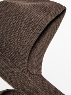 Massimo Dutti Трикотажный капюшон с завязками, кротово-коричневый