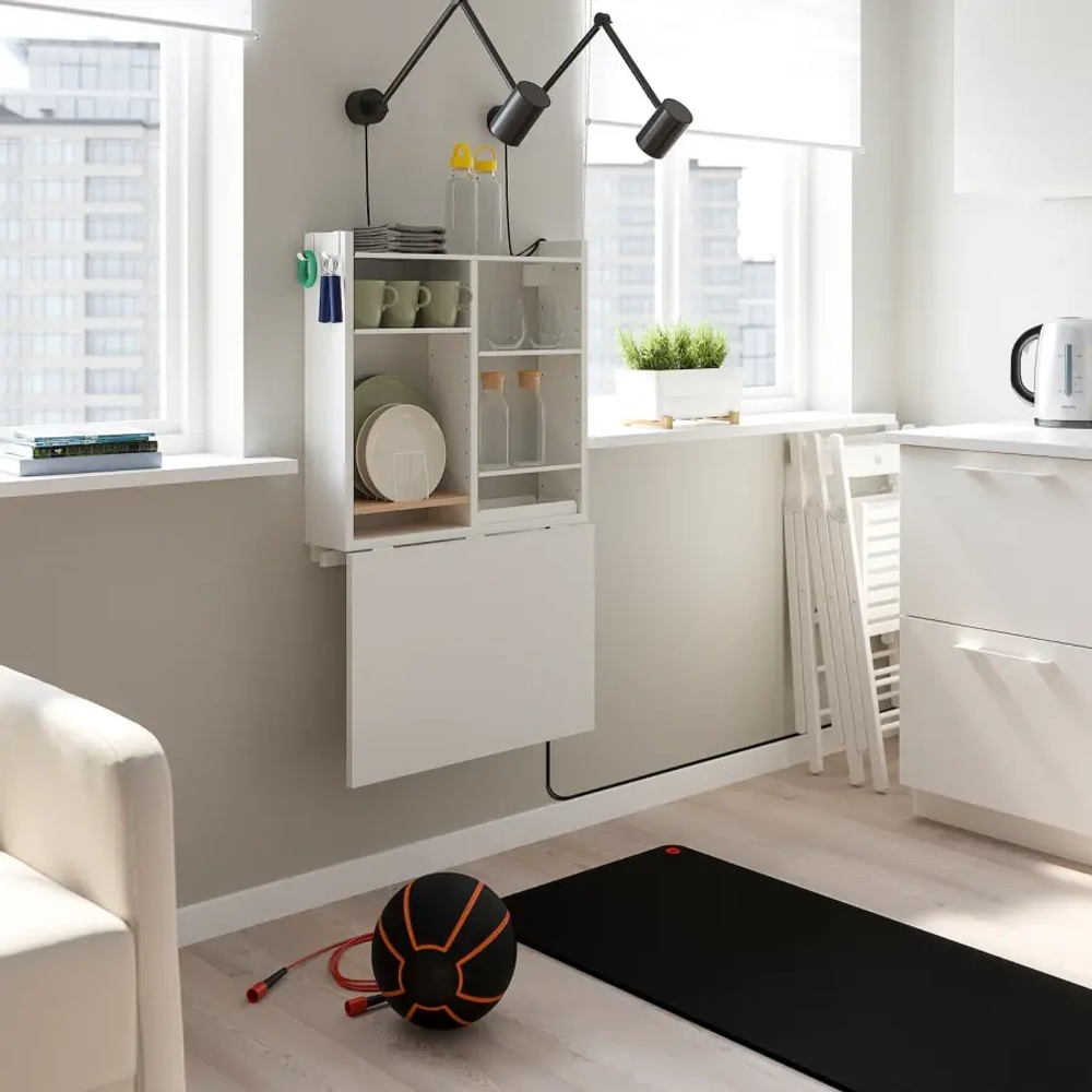 Стол подвесной с откидной столешницей- IKEA NORBERG, 60х64х75 см, НОРБЕРГ ИКЕА, белый