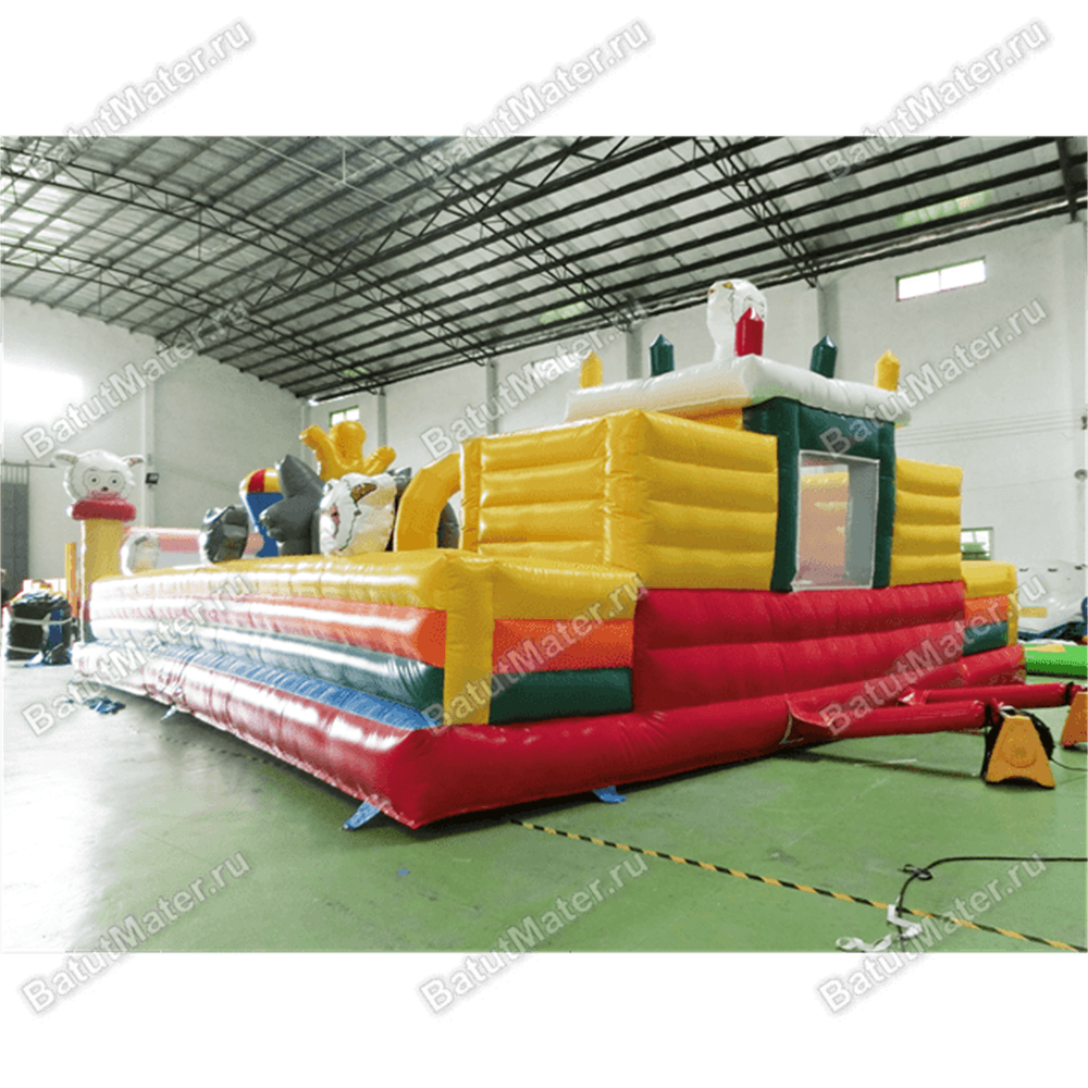 Надувной батут с крышей "Злой страшный серый волк"