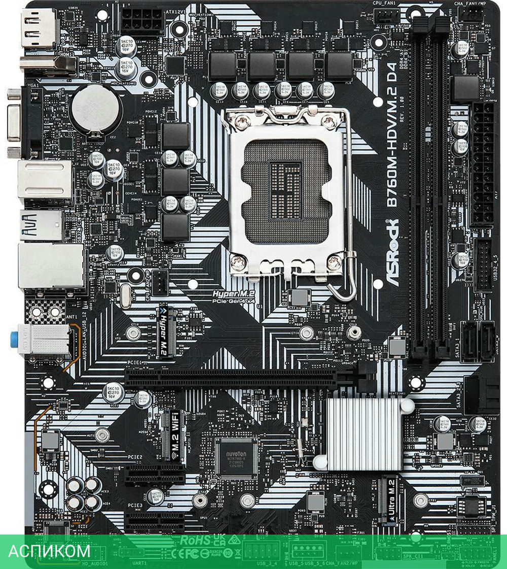 Материнская плата ASRock B760M-HDV/M.2 D4 DDR4