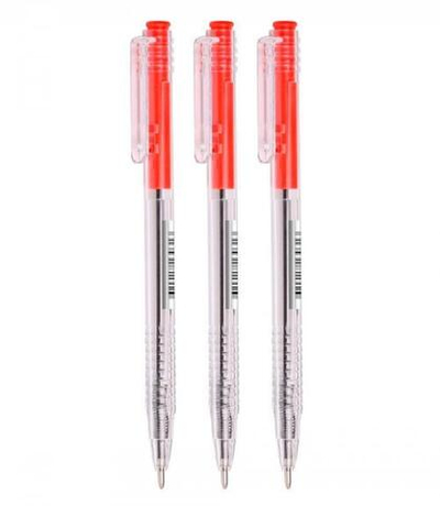 Ручка масляная автоматическая 0,7 мм, красная ,(Стамм)