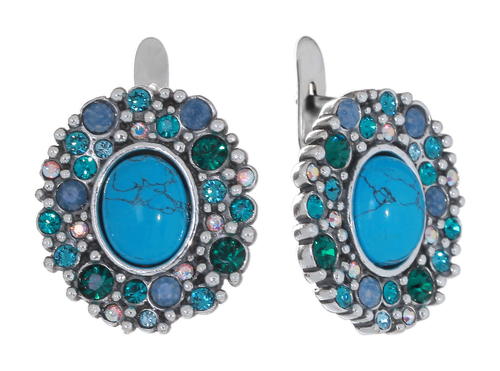 "Гало" серьги в серебряном покрытии из коллекции "Aura-X" от Jenavi с английским замком