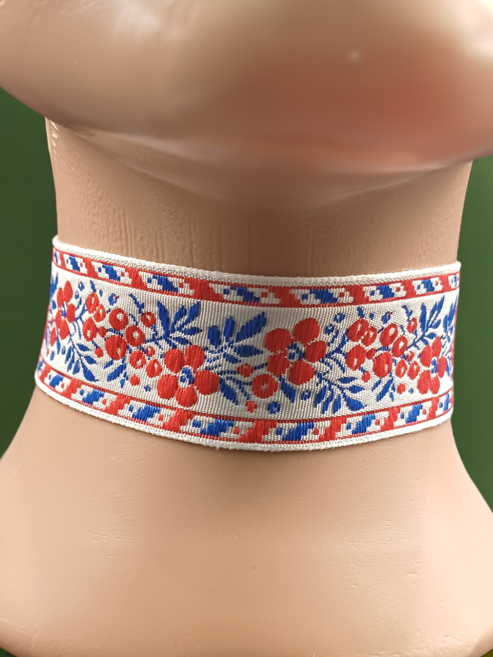 Чокер народный Ягоды сине-красный 3 см