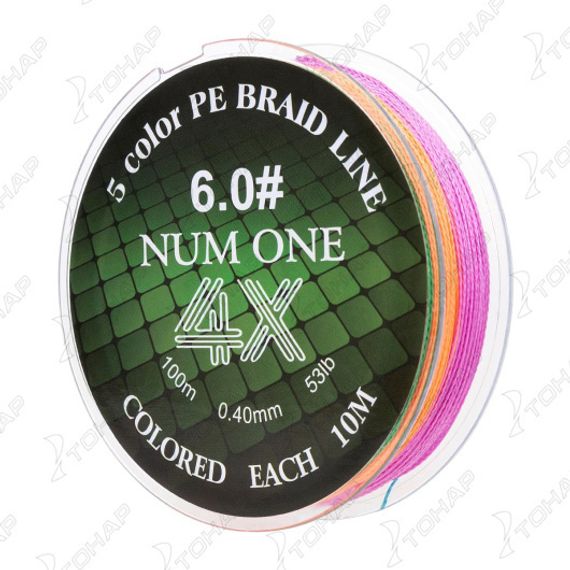 Шнур NUM ONE PE4X-100M 6.0#/0,405 Multi Colour Ryobi