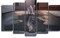 Модульная картина "Кот в отражении"