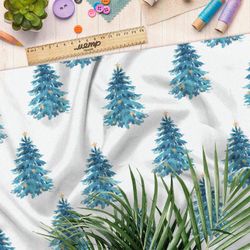 Ткань шелк Армани синие ёлки