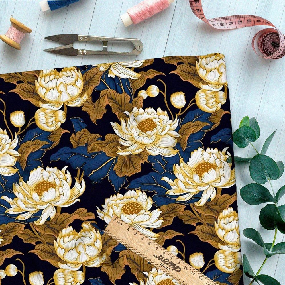 Ткань премиум таффета сказочные лилии