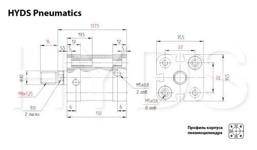 ADN-20-95-A-P-A Пневмоцилиндр