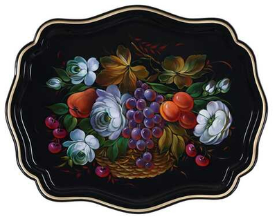 Жостовский поднос декоративный, размер 45х36 см (A20), металлический