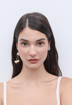 STRADIVARIUS Набор из 2 цветочных сережек, экрю