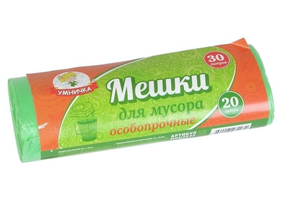 Мешки для мусора 60л 20шт 8мкм особопрочные Умничка