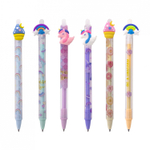 Ручка гелевая пиши-стирай Alingar, автомат, "Радужные звезды", 0,5 мм, синяя, круглый, цветной, пластиковый корпус, карт. уп.