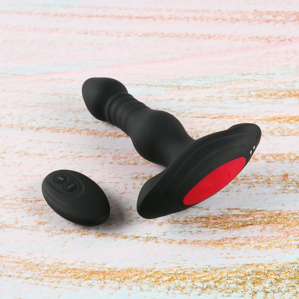 Черная фрикционная вибропробка Viking с пультом ДУ - 15 см. (Цвет: черный)