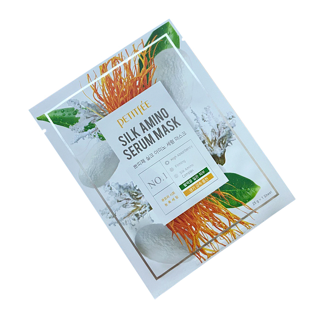 Маска для лица Petitfee Silk Amino Serum Mask тканевая с протеинами шелка 25 г