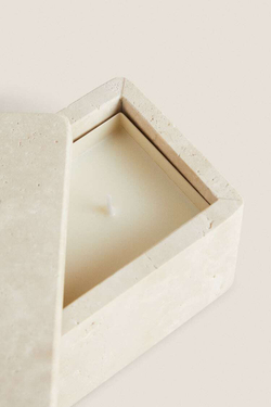 ZARA HOME СВЕЧА В ПРЯМОУГОЛЬНОМ МРАМОРНОМ КОНТЕЙНЕРЕ, БЕЖЕВЫЙ