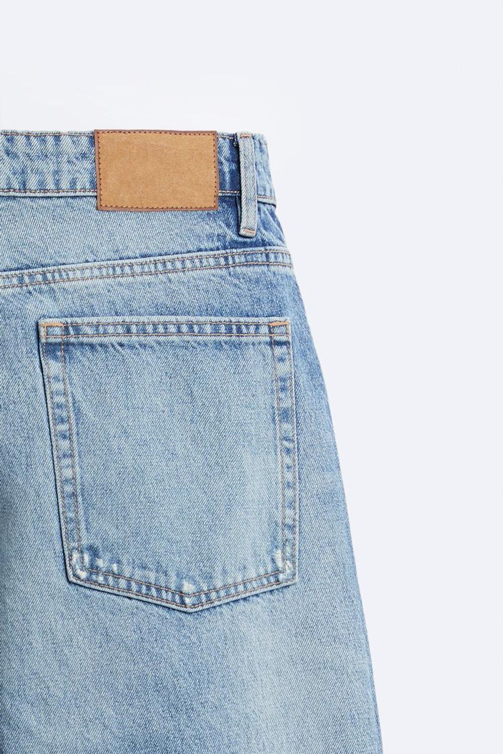 ZARA ДЖИНСЫ STRAIGHT FIT С РАЗРЕЗАМИ, ВЫЦВЕТШИЙ СИНИЙ