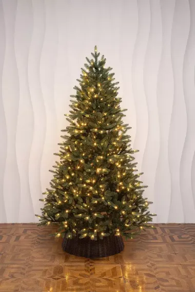 Искусственная елка Никольская 240 см., 100% литая хвоя, 600 теплых белых Led ламп, ЕлкиТорг (68240)