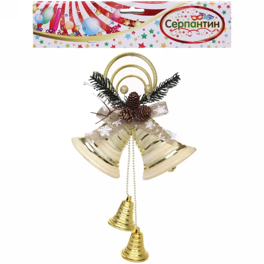 Украшение новогоднее «Сияние колоколов» 43*25 см, Золото/Белый
