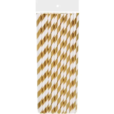 Трубочка для коктейля «Праздник» 19,5 см d-6 мм (набор 25 шт), Золото