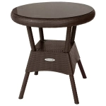Стол круглый со стеклом RATTAN Ola Dom коричневый 700х720мм