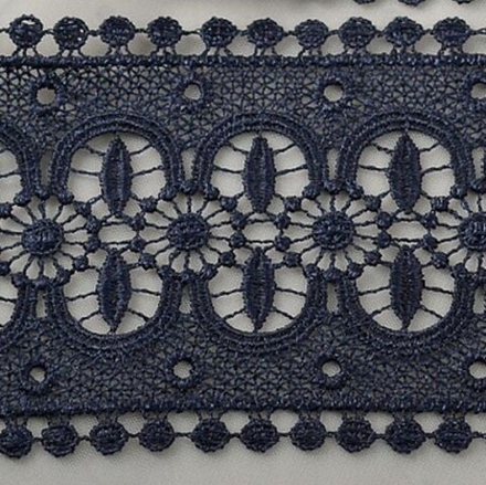 Кружево гипюр KRUZHEVO шир.81мм цв.01 т.синий