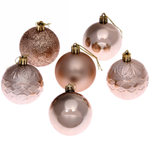 Новогодние шары 6 см (набор 6 шт) «Микс фактур», шампань
