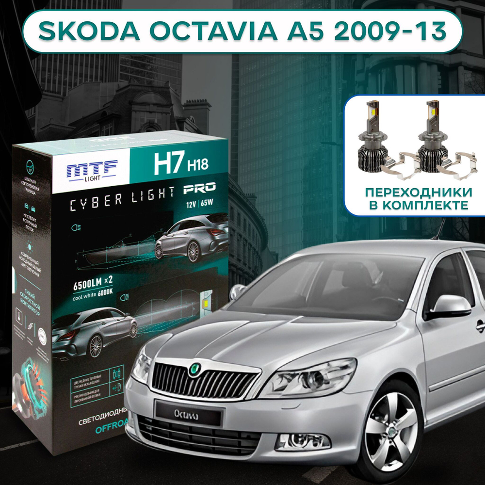 Светодиодные лампы MTF Light H7/H18 Cyber Light PRO 6500lm, 6000K, 12V, 65W (к-т 2 шт.)
