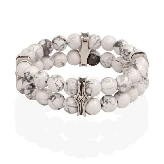 Браслет Всевидящее Око из Мельхиора Двойной с магнезитом 8 мм, вид 1