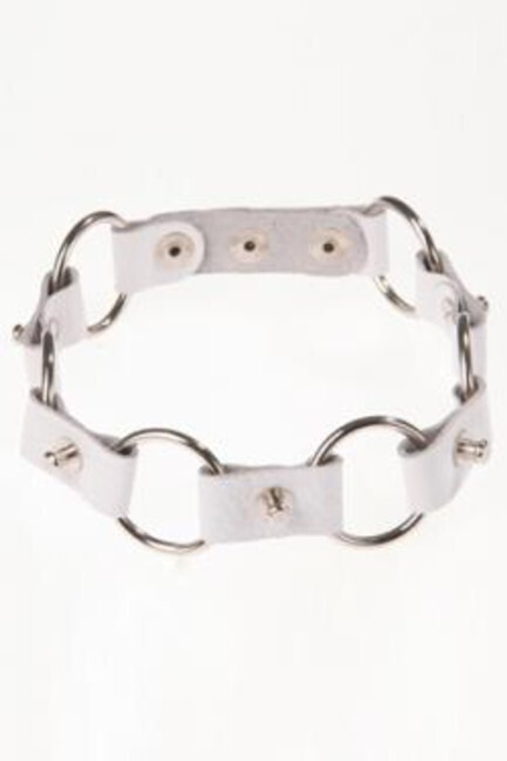 Белый ошейник с хромированными кольцами (Цвет: белый)