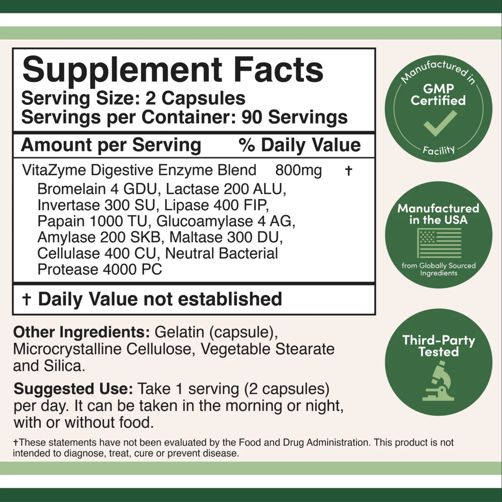 Double Wood Supplements - Digestive Enzymes - 180 x 400 mg capsules