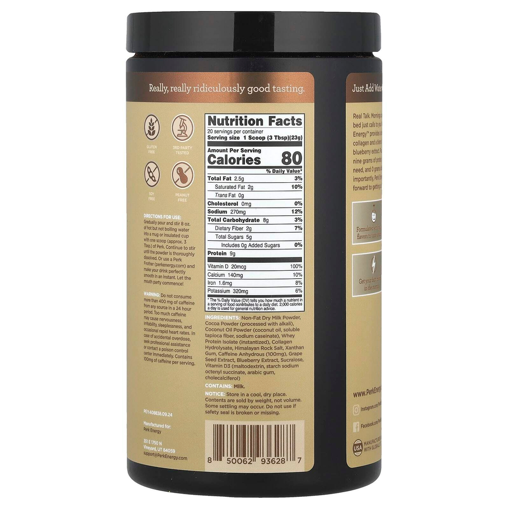 Perk Energy, Горячее какао по-голландски, 450 г (16,1 унции)