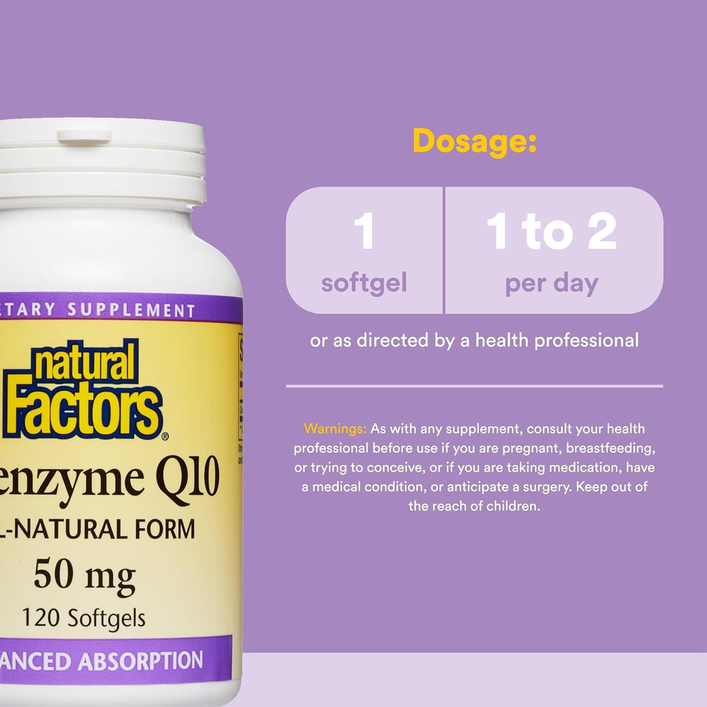 Natural Factors, коэнзим Q10, 50 мг, 120 капсул