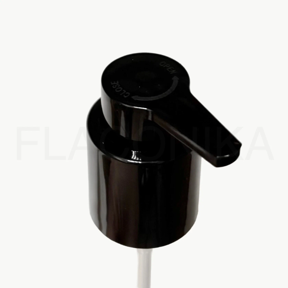 Дозатор для КРЕМА 24 черный гладкий с длинным носиком и фиксатором