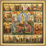 Икона "Успение Пресвятой Богородицы" с житиями, рама 28х28, в коробке