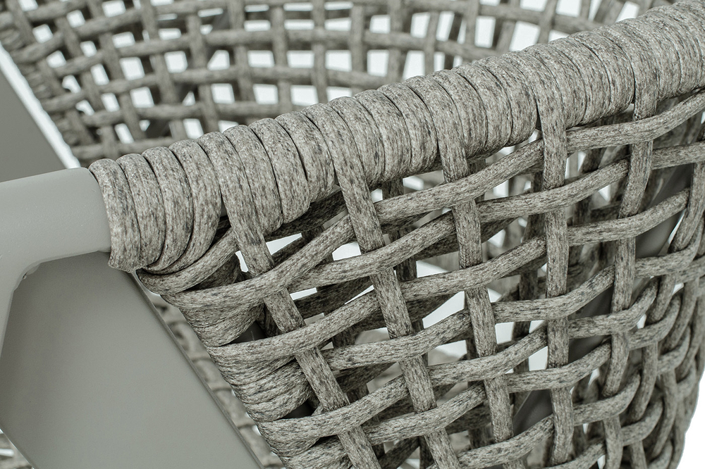 "Амстердам" стул плетеный из роупа, каркас алюминий, роуп серый круглый