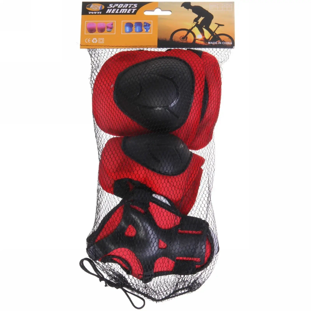 Защита комплект универсальный KL-221 (колени,локоть,кисть,4-7 лет) цв.красный