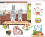 Rabbits and Nostalgic Japanese Scenery. Coloring Book
