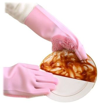 Силиконовые перчатки для уборки Xiaomi Silicone Cleaning Glove Pink (HH674)