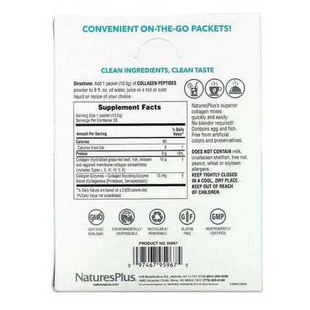 NaturesPlus, Пептиды коллагена, 20 пакетиков, 0,37 унции (10,5 г) каждый