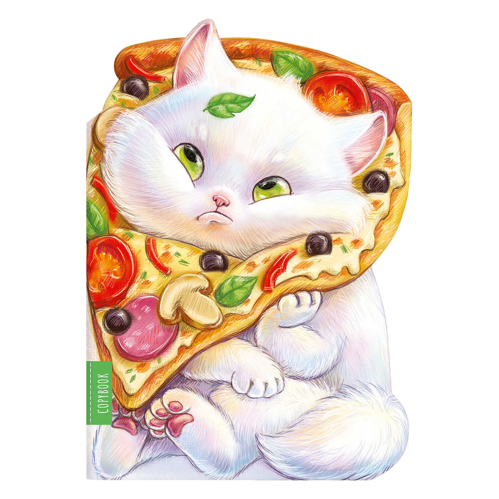 Тетрадь 40л арт. 62330/ЗАДУМЧИВЫЙ ГУРМАН /180х255 мм, фигурная вырубка, мягкий переплёт (2 скобы). Обложка - мелованный картон 190 г/м², вн.блок - белый офсет, точка/