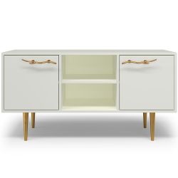 Тумба под ТВ Арт Колор matte 117см Стайл Голд Белый опал матовый