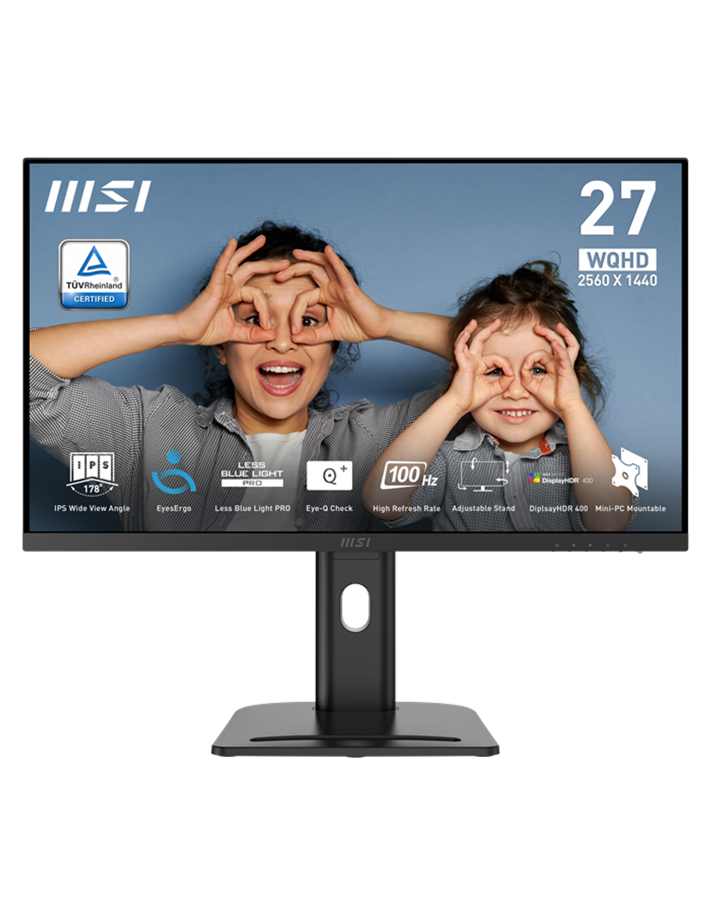 Монитор MSI PRO MP273QP E2 27" 16:9 WQHD(2560x1440) IPS Flat,1ms(MPRT),1000:1,100M:1,400nit,178/178,2xHDMI 2.0,DP 1.2,Speaker,Tilt,Swivel,Height,Pivot,VESA,100Hz,Black,1y war-ty