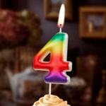Свеча Цифра, 4 Радуга, Градиент, 4,3 см, 1 шт.
