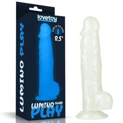 Прозрачный, светящийся в темноте фаллоимитатор Lumino Play Dildo - 21,5 см. (Цвет: прозрачный)